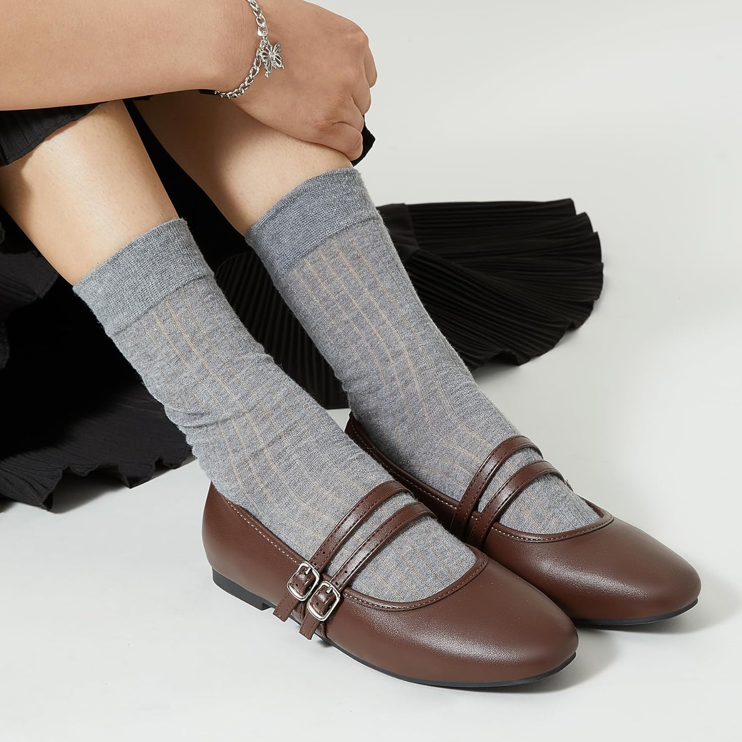 Trary Mary Jane Shoes Women Square Toe Flats for Women Dressy Ballet Flat Mary Jane Flats with Buckle Strap Comfortable Slip On Casual Shoes - Image 5