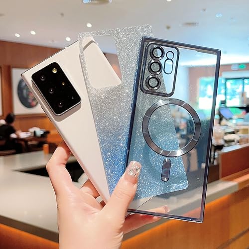 Miniatura 4 de VANIPUFF Funda magnética para Samsung Galaxy Note 20 Ultra 0.18 oz de 6.9 pulgadas con protector para lente de cámara, cubierta de lujo chapada con