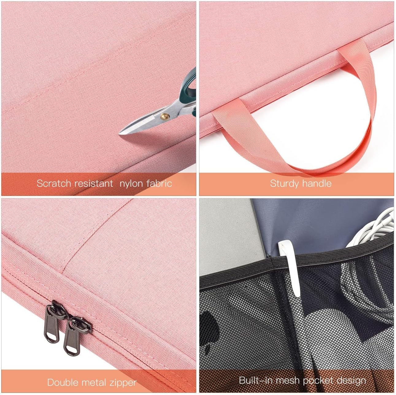 14 Inch Chromebook Case Sleeve for HP 14 Laptop/Pavilion 14/Stream 14/EliteBook, Macbook Air 15 inch M4(2025) M3 M2 A3241 A3114 A2941, Dell XPS 15 / Inspiron 14 Computer Travel Carrying Bag(Pink) - Image 6