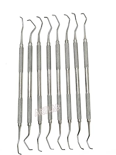 Miniatura 15 de Juego de curetas dentales de acero inoxidable alemán de alta calidad, kit de instrumentos veterinarios dentales - Curetas periodontales Gracey mango