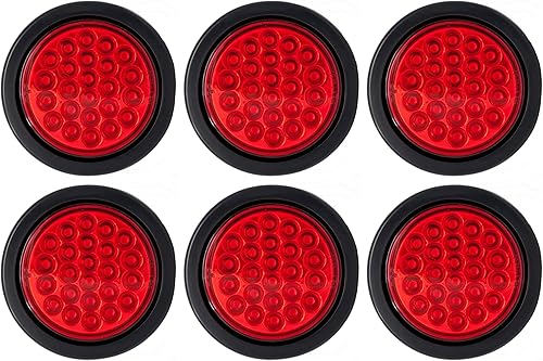 Miniatura 26 de ] Kit de luces redondas de 4 pulgadas para remolque de marcha atrás/de respaldo/cola de 24 LED, color blanco, con enchufe y arandela de 3 cables