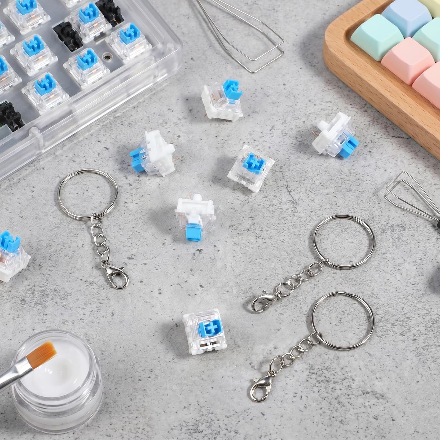 50 Blue Mechanical Keyboard Switches 3 Pin Dustproof Clicker Replacement