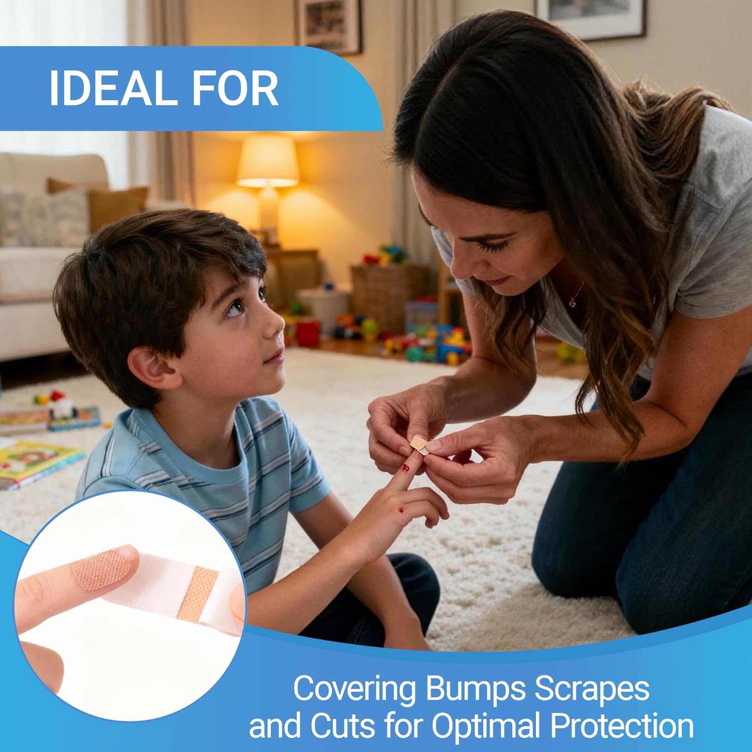 Adhesive Bandages 3/4" x 3" inch,1000 Count Bulk Plastic PE Strip Bandage, Waterproof, Non‑Stick Pad, Breathable Small Wound Bandages for First Aid Kit Refill, Classroom, Office, Workplace