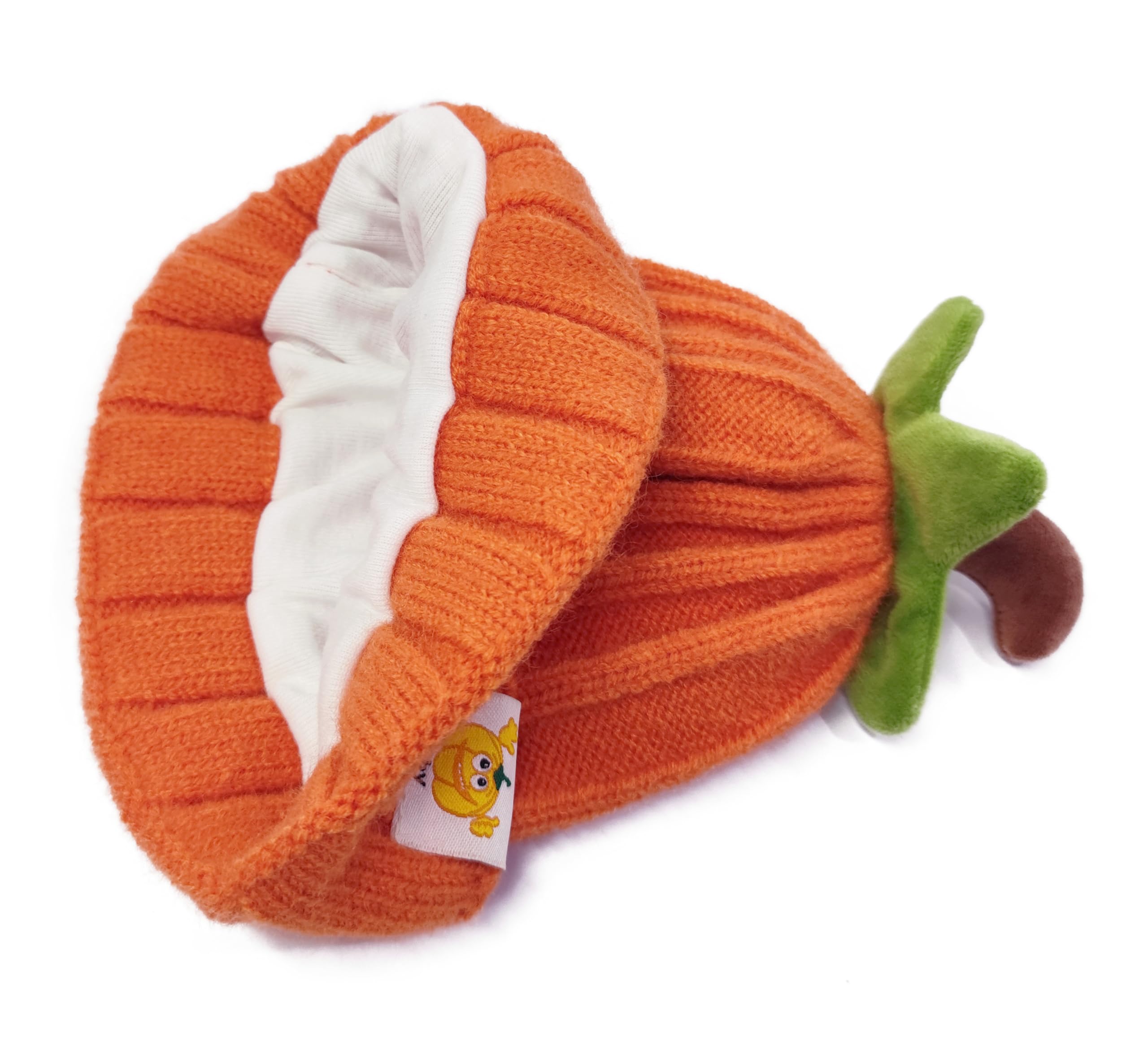 Gorro de punto grueso de invierno para bebés, niños y niñas, suave, cálido, lindo gorro de calabaza de Navidad, naranja/fiesta de bloques, talla única
