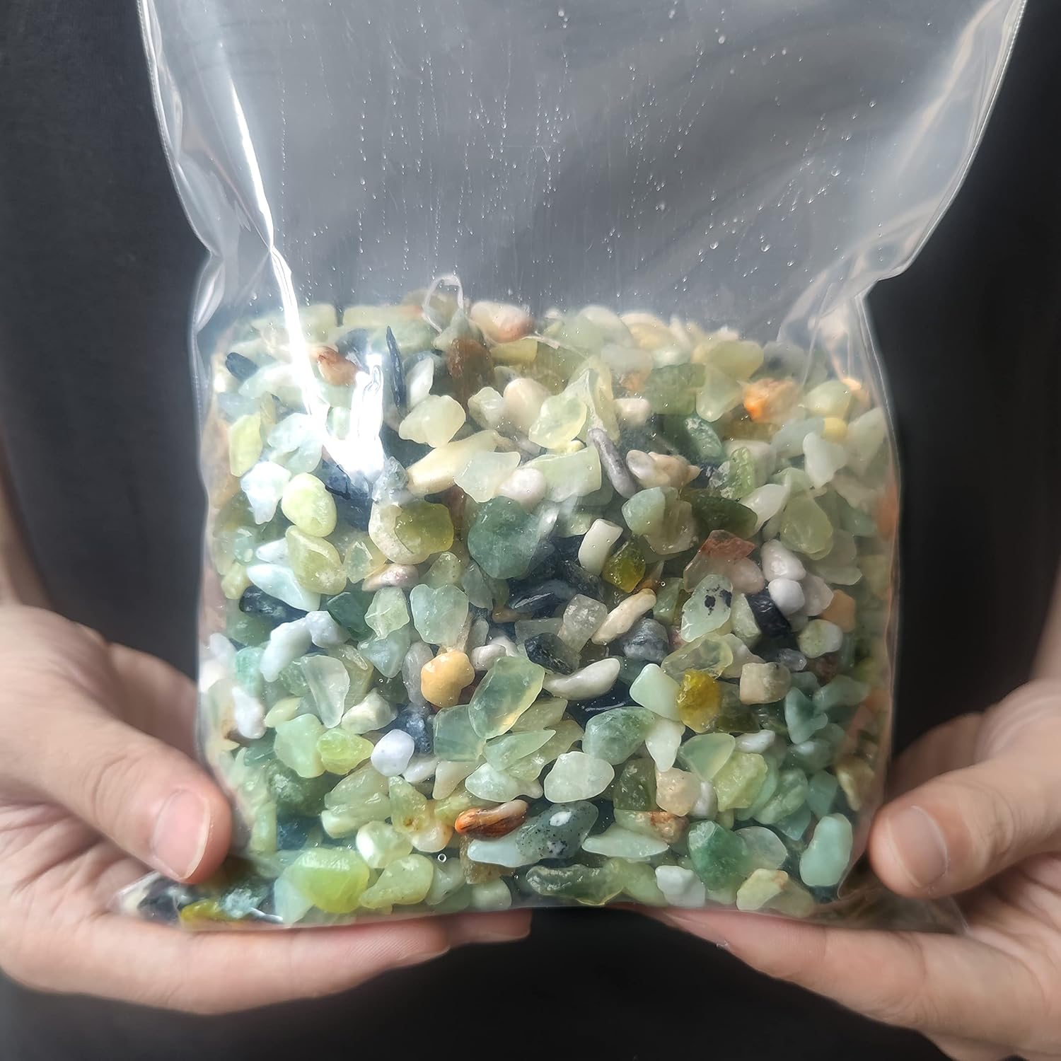 Voulosimi 3 Pounds Natural Decorative Polished Jade Pebbles Gravel