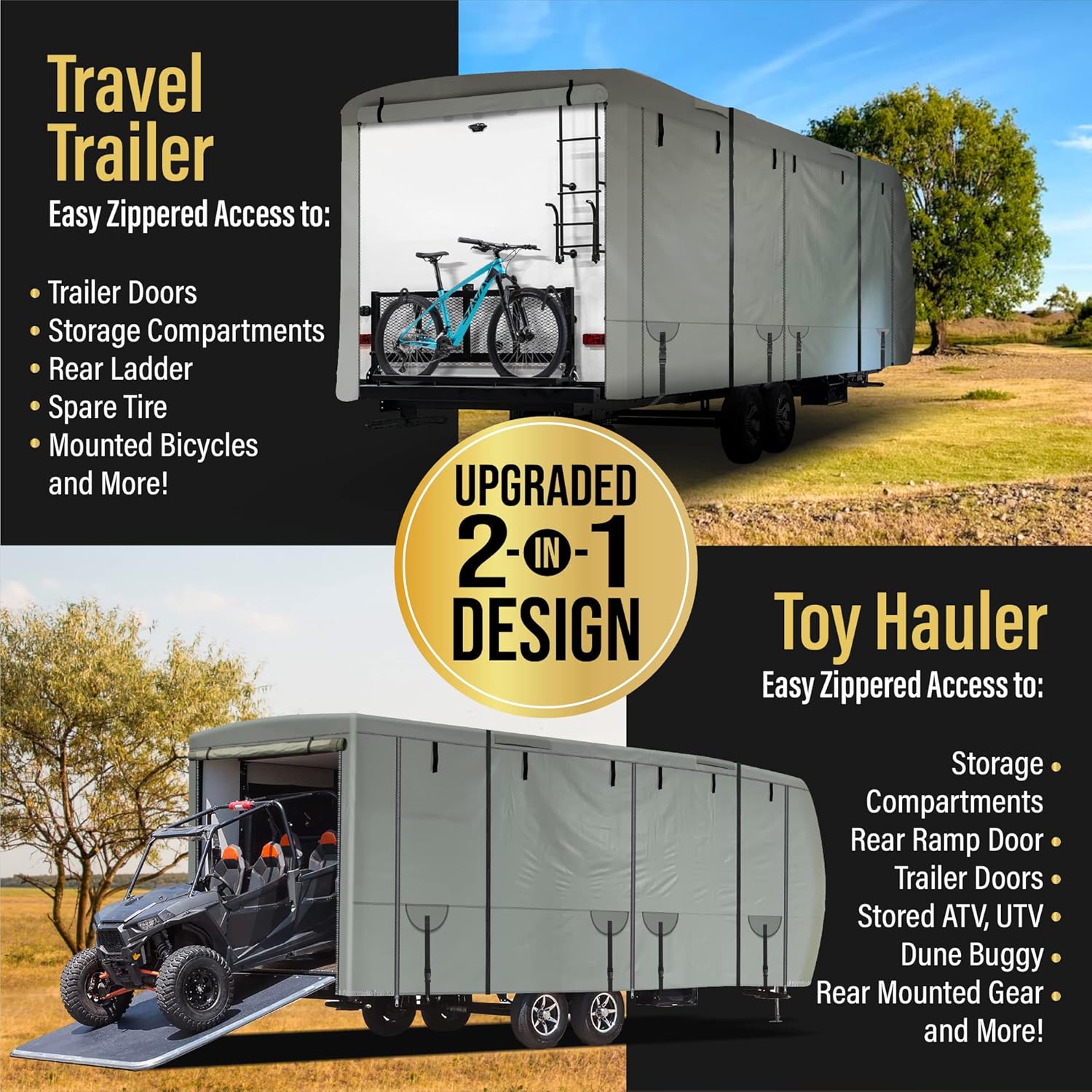 North East Harbor Travel Trailer Cover 18 ft to 20 ft Waterproof Ripstop Cover 600D Heavy Duty RV Storage Cover Camper Cover RV Accessories for Travel Trailers Windproof Toy Hauler Covers : Automotive