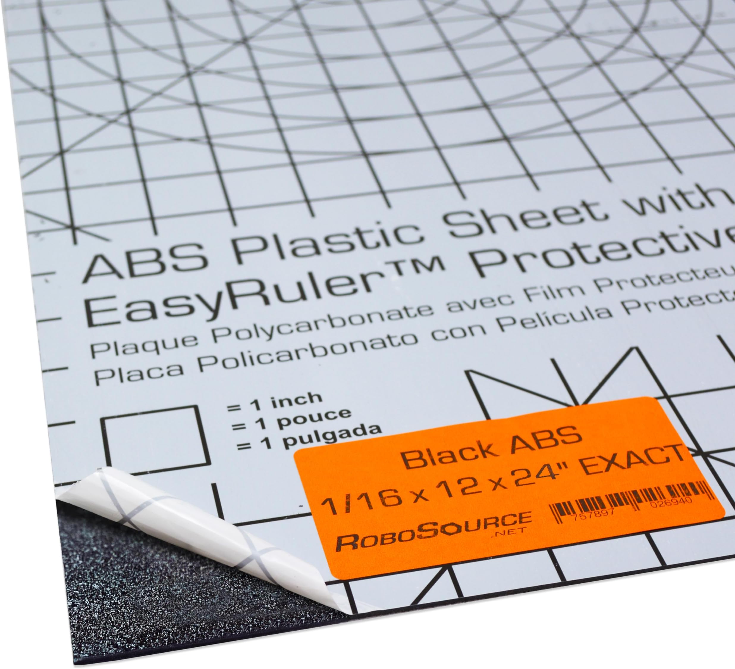 ABS Plastic Sheet 3-pack 12" X 24" X 0.0625" (1/16") 3 Pack, Black Haircell, for VEX Robotics Teams, Hobby, DIY, Industrial. Easy to Cut, Bend, Mold.