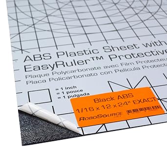 ABS Plastic Sheet 3-pack 12" X 24" X 0.0625" 1/16" 3 Pack, Black Haircell, for VEX Robotics Teams, Hobby, DIY, Industrial. Easy to Cut, Bend, Mold.