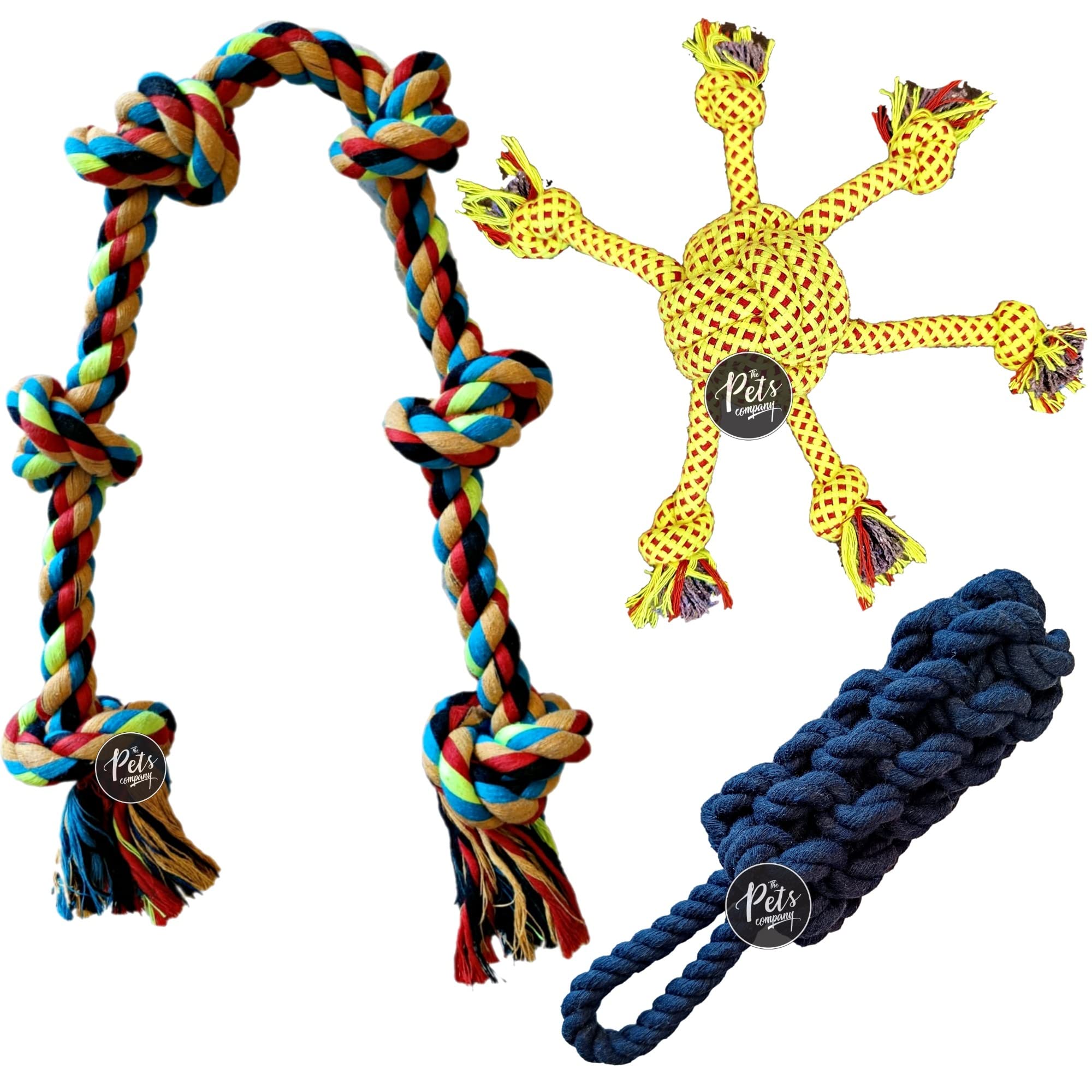 The Pets Company Dog Rope Toy for Adult Aggressive Chewers, Dental Cleaning (Tug + Spider 6 Legs + 6 Knots) Dog Toy Combo of 3 for Large Dogs (B0BQGPNNXN) Amazon Price History, Amazon Price Tracker