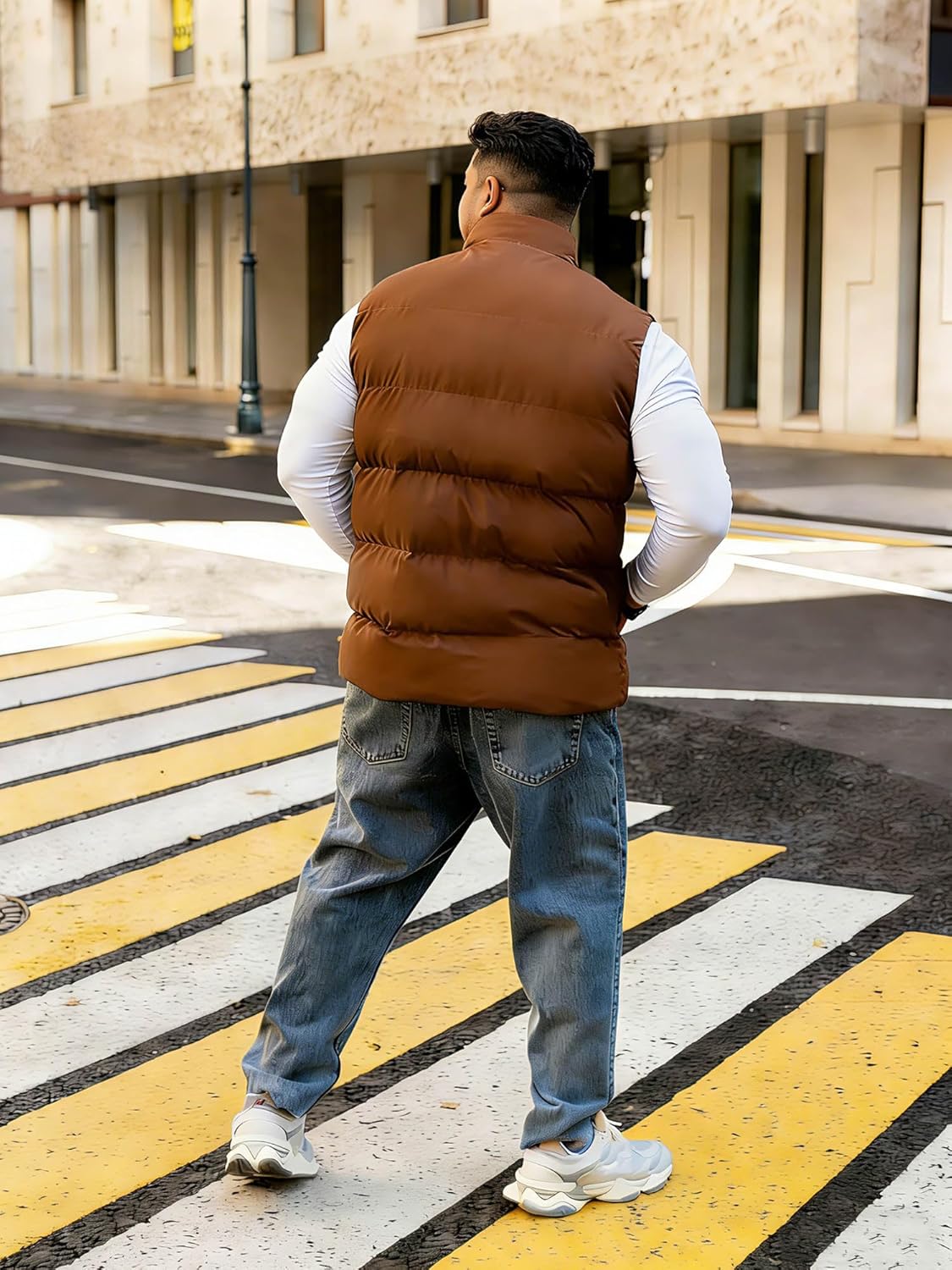 Men's Puffer Vest Winter Sleeveless Lightweight Jacket Outdoor Warm Zipper Outerwear Vests - Image 5