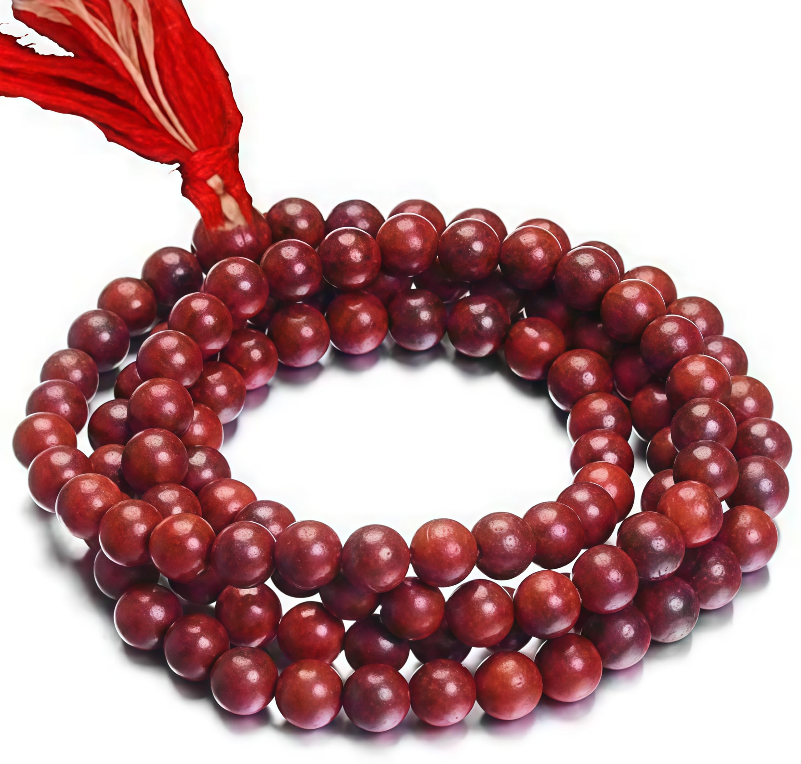 SJD Handcrafted Original Red Sandalwood Mala Rosary Lal Chandan Jaapmala/Japa Maala for Meditation Pooja Chanting Wearing Jewelry Prayer Beads - 108 Beads (6-8MM) with certifcate.-image-33