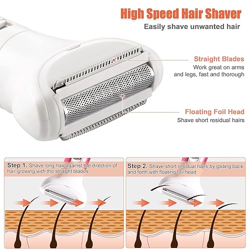 Miniatura 3 de VOCOSTE Maquinilla de afeitar eléctrica para mujer, afeitadora eléctrica 5 en 1 para mujer, recortadora de pelo recargable portátil para húmedo y