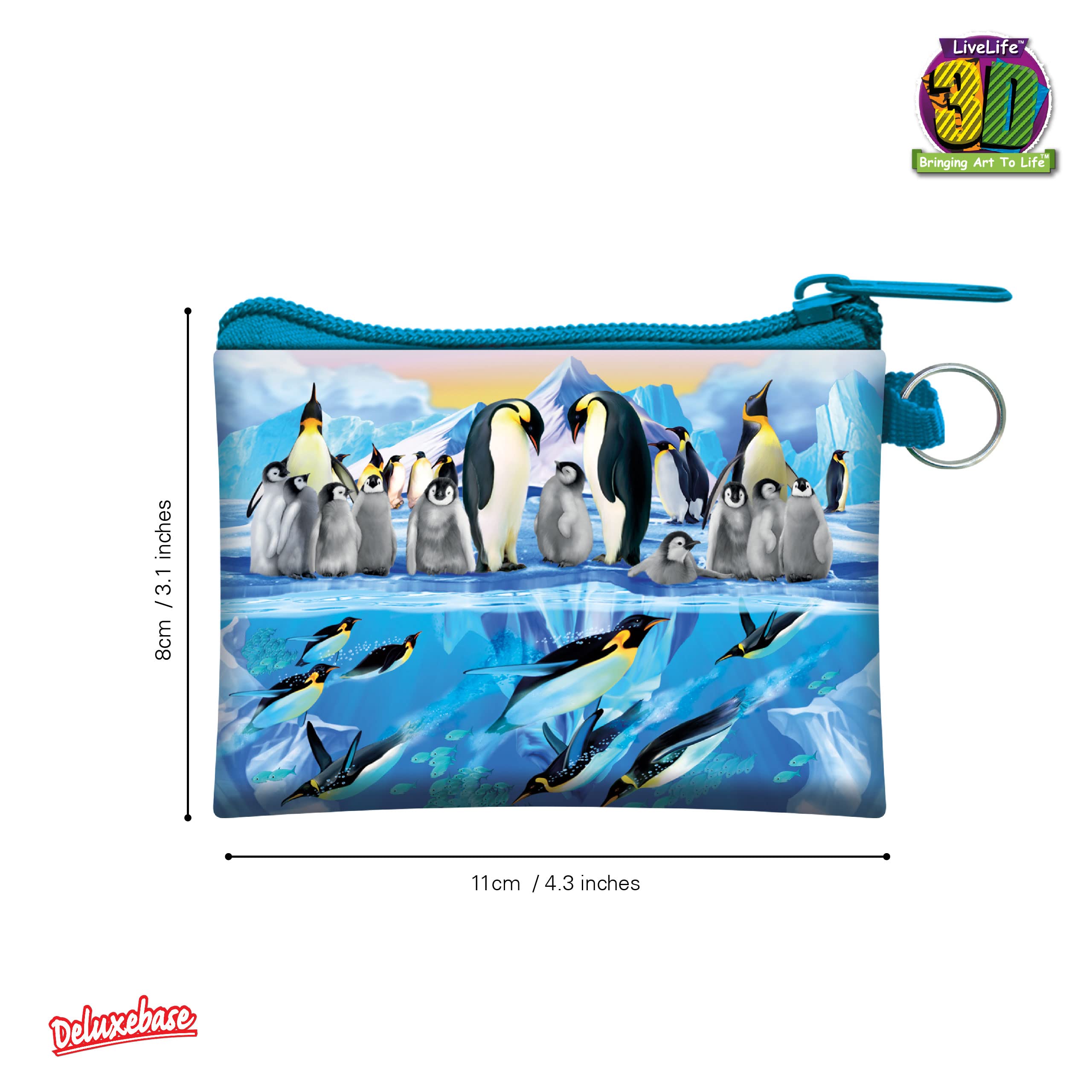 3D LiveLife Coin Purse - Penguin Plunge from Deluxebase. Lenticular 3D Penguin Purse. Cash, coin and card holder with secure zipper featuring artwork licensed from renowned Michael Searle