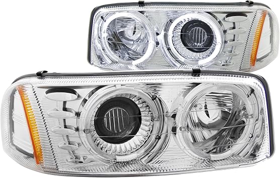 AnzoUSA 111191 Chrome Projector Halo Headlight - Sold in Pairs
