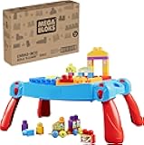 MEGA BLOKS First Builders Toddler Blocks Toy, Build ‘n Learn Portable Activity Table with 30 Pieces and Built-in Storage, Blue, Kids Ages 1+ Years (Amazon Exclusive)