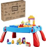 MEGA BLOKS First Builders Toddler Blocks Toy&comma; Build &OpenCurlyQuote;n Learn Portable Activity Table with 30 Pieces and Built-in Storage&comma; Blue&comma; Kids Ages 1&plus; Years &lpar;Amazon Exclusive&rpar;