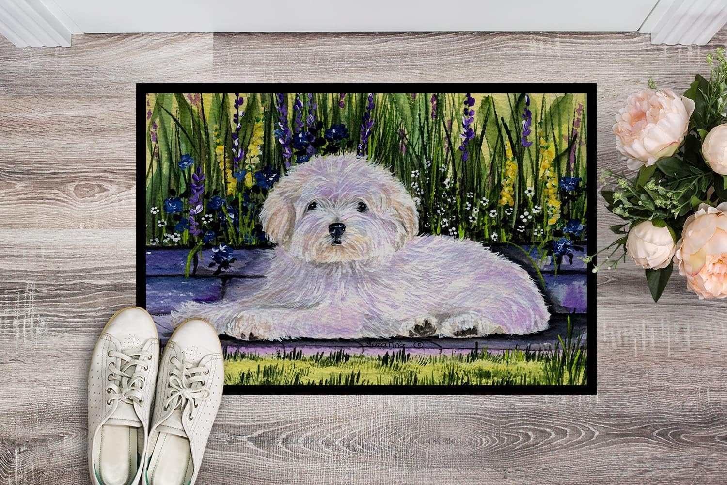 Caroline's Treasures SS8430MAT Coton de Tulear Doormat 18x27 Front Door Mat Indoor Outdoor Rugs for Entryway, Non Slip Washable Low Pile, 18H X 27W