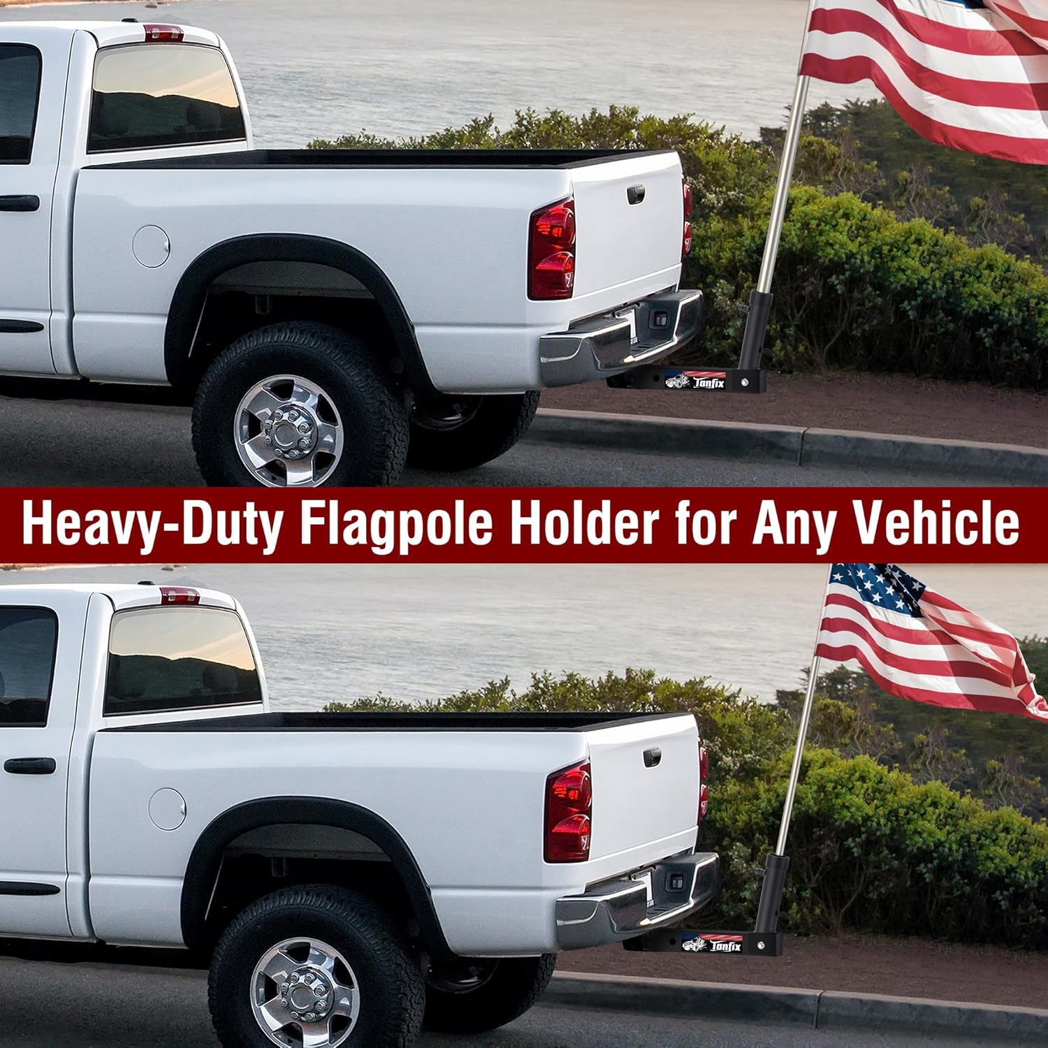 Hitch Mount Flagpole Holder, Heavy-Duty Flag Pole Holder for 1.6" Hitch, 2 Models (Single Hole & Dual Hole with Design), Flag Holder for Jeep, Truck, SUV, RV, Camper (Single Hole) - Image 5