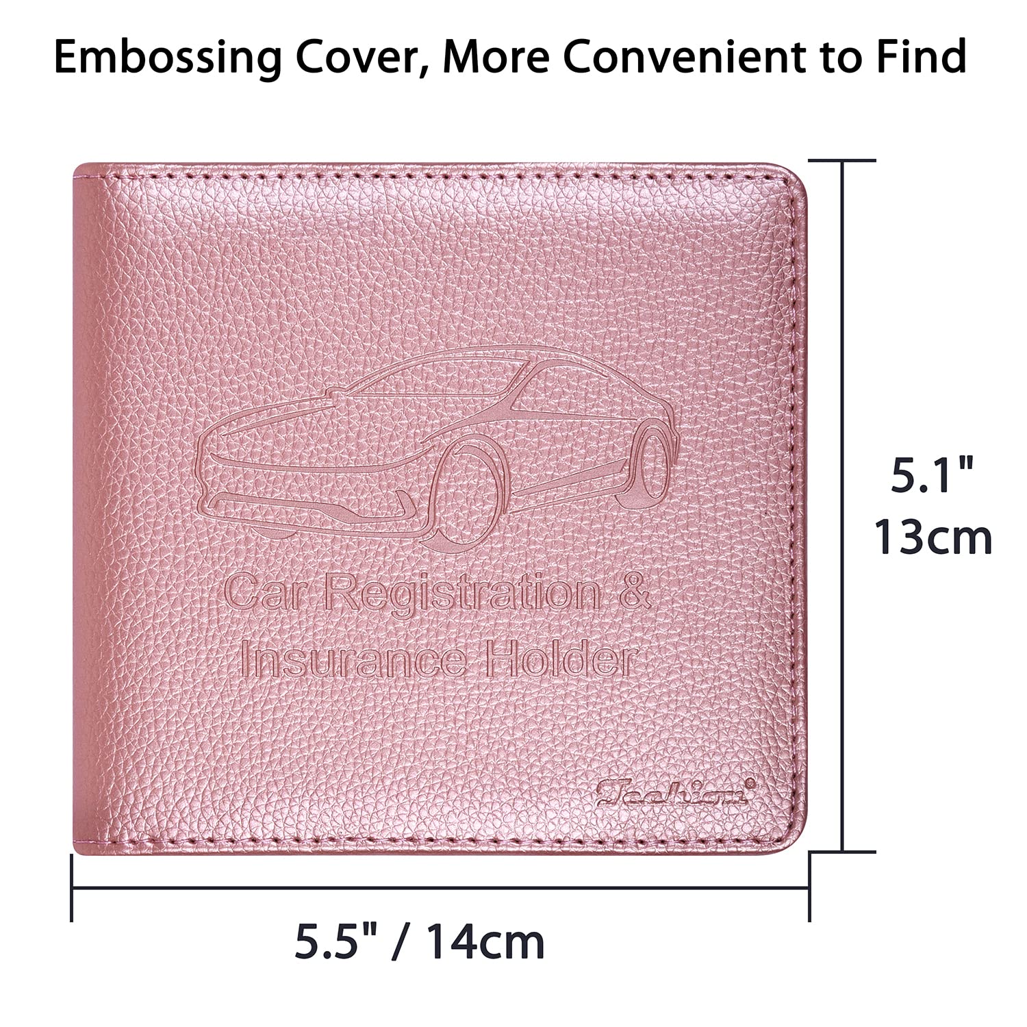 Car Registration & Insurance Holder - 5.5x5 Inch PU Leather Glove Box Organizer For Documents & Cards - View #3