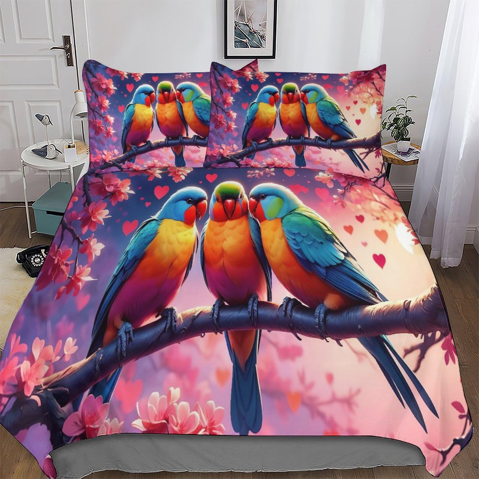 Parure de lit perroquet en microfibre pour colorer la chambre des enfants et adultes