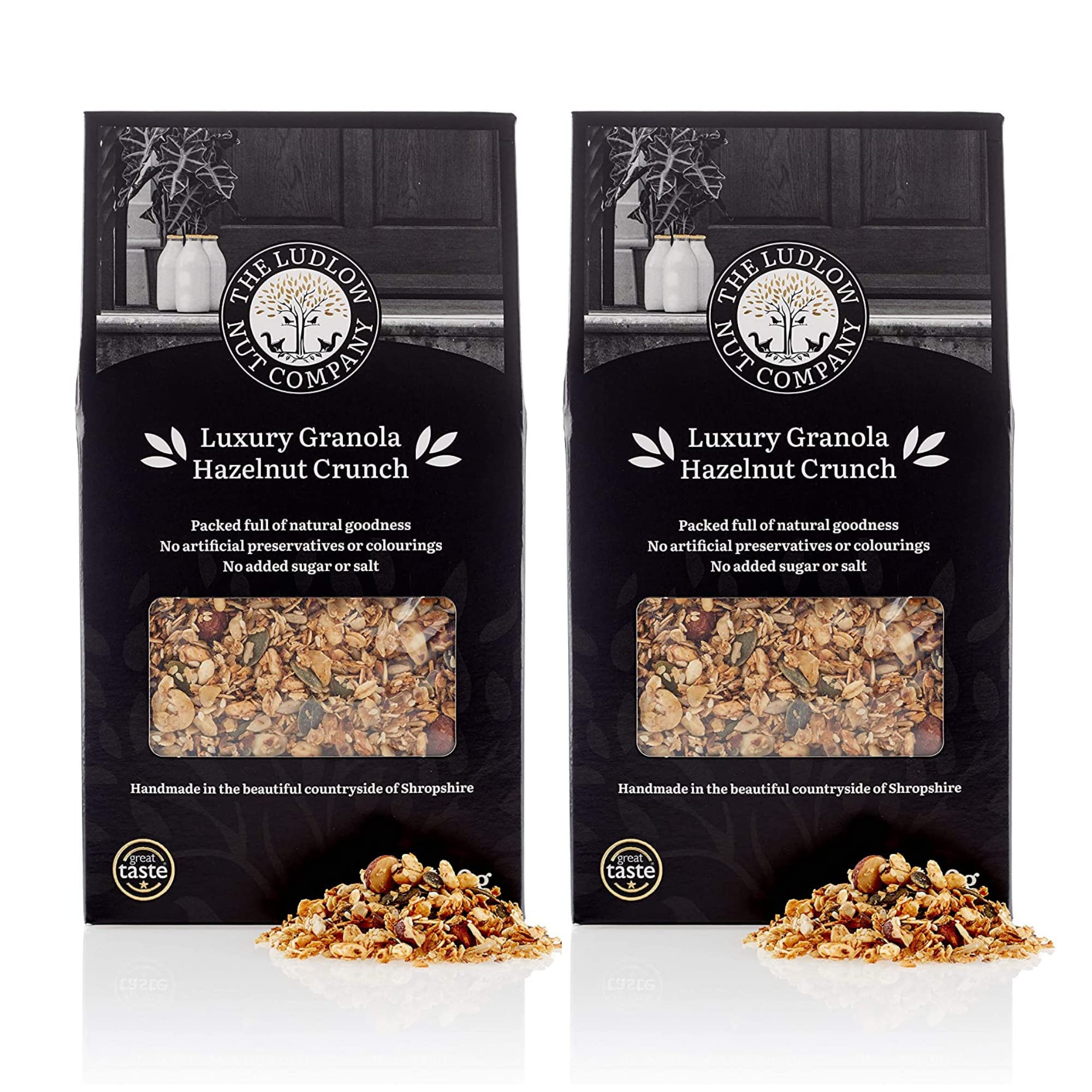 Luxury Granola Hazelnut Crunch by Ludlow Nut - Breakfast Cereal - Source of Vegan Protein - Contains Oats, Toasted Hazelnut Flakes and Mixed Seeds (2 x 450g)