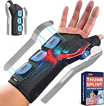 FEATOL Carpal Tunnel Wrist Brace Night Support, Thumb Spica Splint Right Hand for De Quervains Tenosynovitis, Tendonitis, Wrist Brace With Thumb Support-Large/XLarge-Women & Men, Black