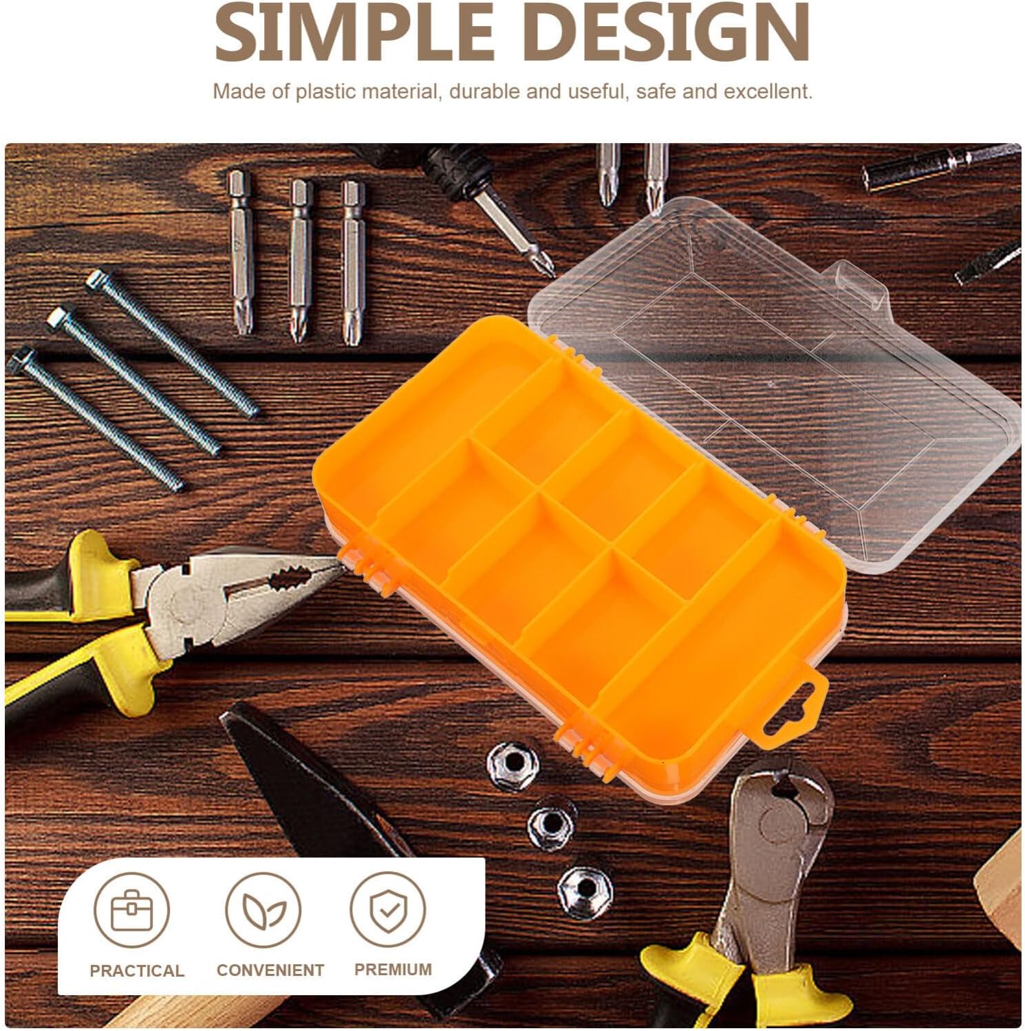 Vaguelly Double-sided Plastic Organizer Box with Compartments for Hardware Beads and Small Parts Storage Container for Nuts Screws Bolts and Crafts