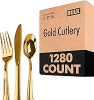 Vista 20 de Juego de cubiertos de plástico resistente (dorado) de 75 piezas, juego de cubiertos desechables, ideal para fiestas, bodas y catering, cubiertos