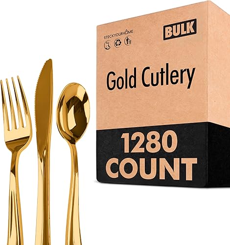 Vista 65 de Juego de cubiertos de plástico resistente (plateado) de 75 piezas, juego de cubiertos desechables, ideal para fiestas, bodas y catering, cubiertos