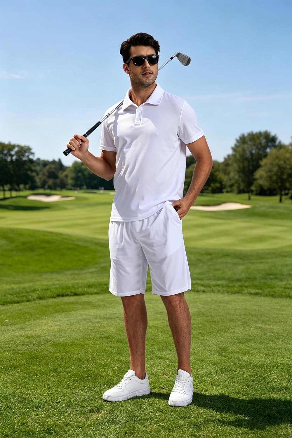 Men's Polo Shirt Quick Dry Short Sleeve Tactical Collared Shirts Performance Moisture Wicking Pique Golf Shirt