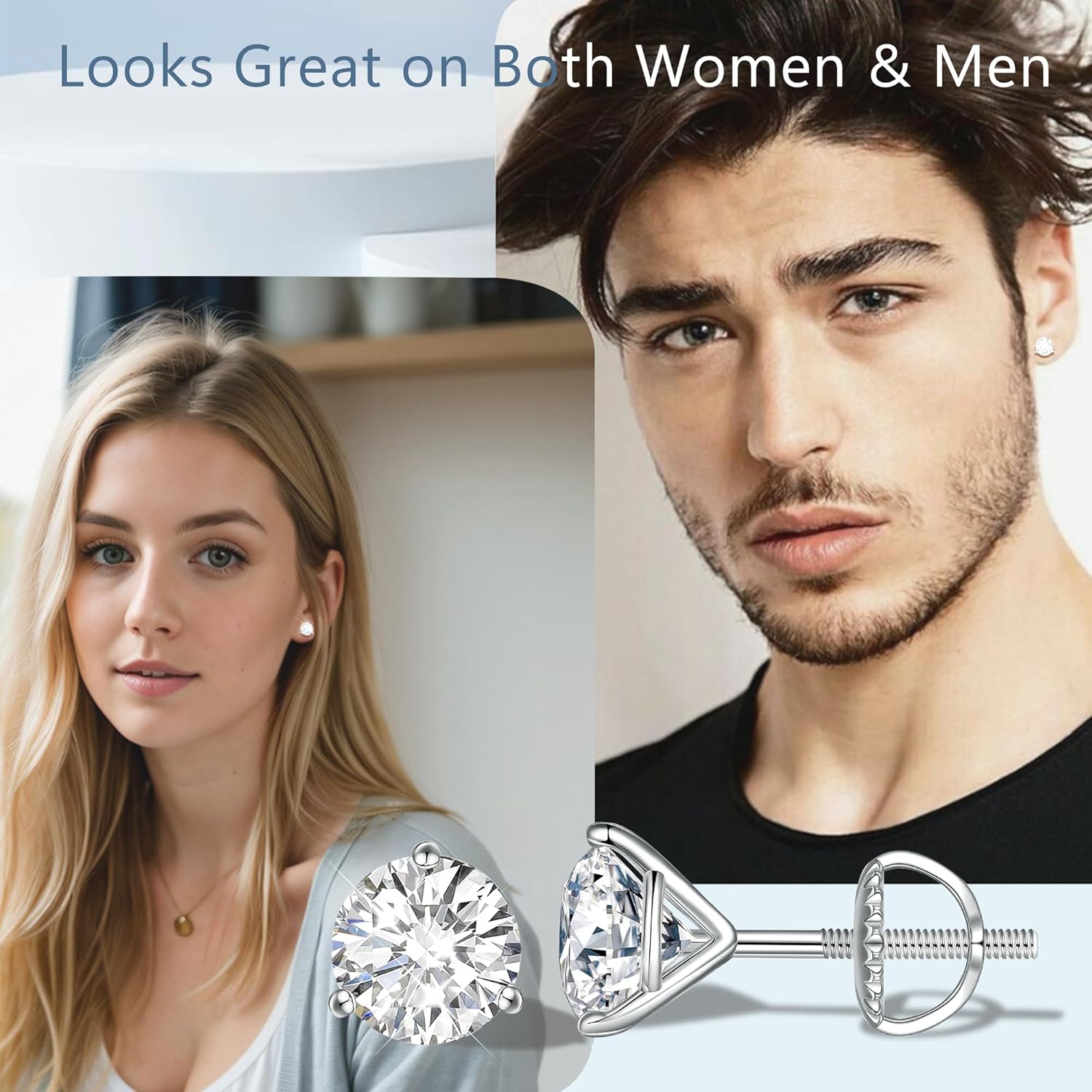 Moissanite Earrings, Screw Back Earrings for Women S925 Sterling Silver Hypoallergenic Earrings 18k Yellow Gold Plated Lab Created Moissanite Earrings D Color Brilliant Round Cut 0.3-3ct - Image 6