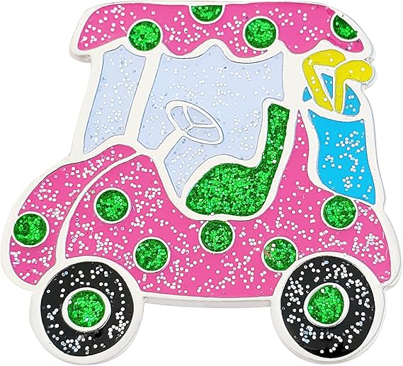 Review Navika Pink Cutsie Golf Cart Glitzy Ball Marker with Magnetic Hat Clip