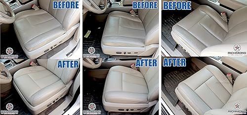 Miniatura 5 de Richmond Auto Tapicería  Cubierta de asiento de cuero de repuesto para lado del pasajero, marrón perforado (Compatible con Ford Expedition XLT) 2015