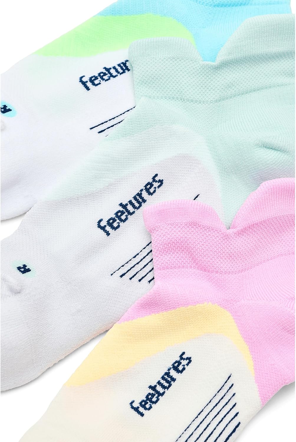 Feetures Elite Light Cushion No Show Tab Athletic Ankle Socks - Sport Sock with Targeted Compression - Cool Citrus, Small (3 Pair)