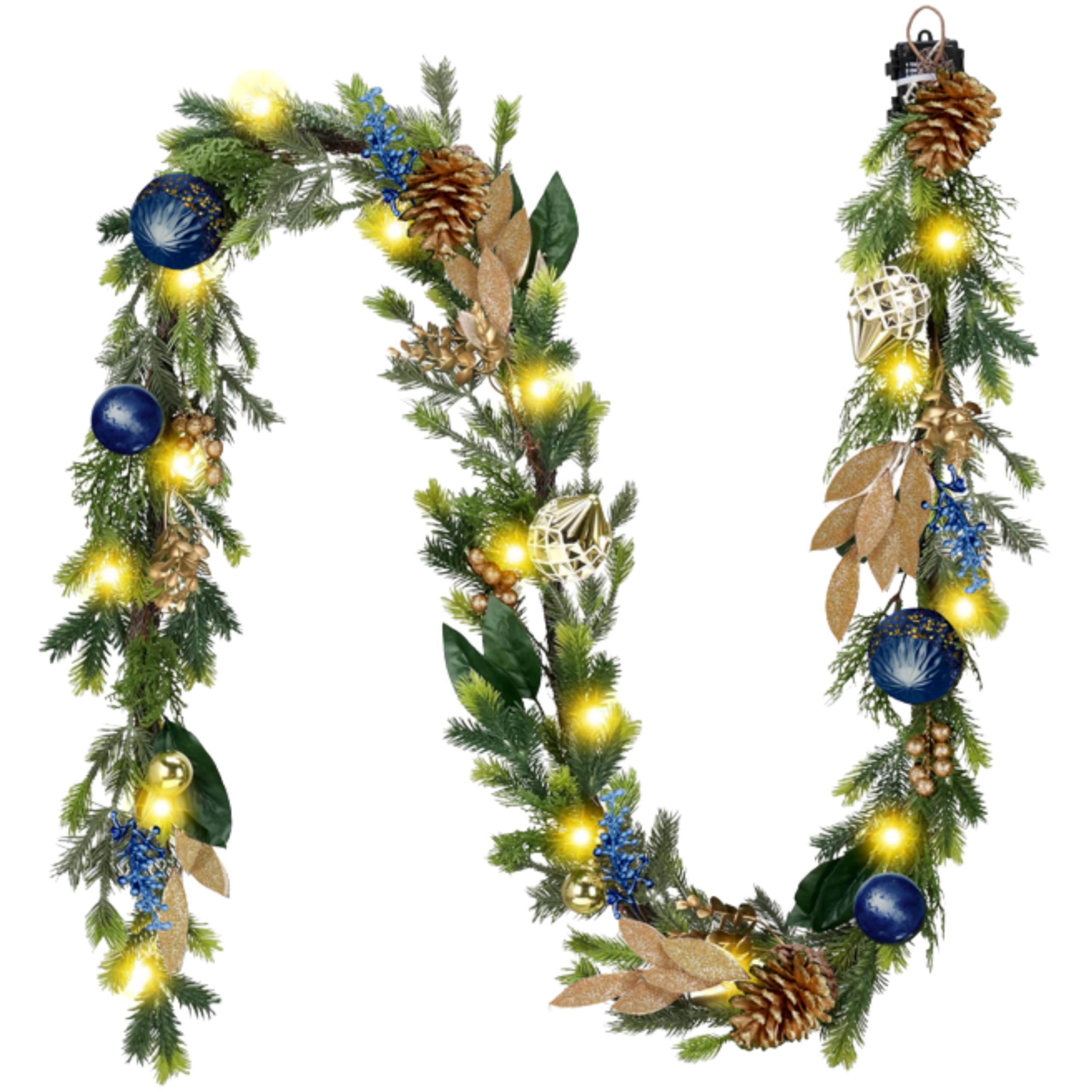 Guirlande de Noël lumineuse pour cheminée et balustrade d'escalier 2,7m