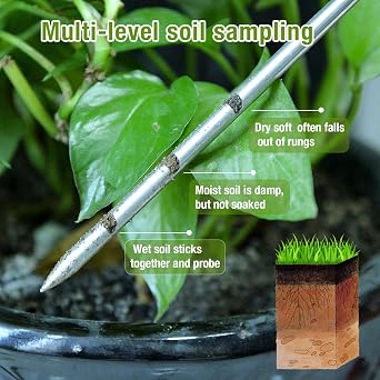 Soil Probe 14 Inches Moisture Meter for Plants, Soil Moisture Sampler with Dual Scale Markings, House Plant Water Monitor No Batteries Required