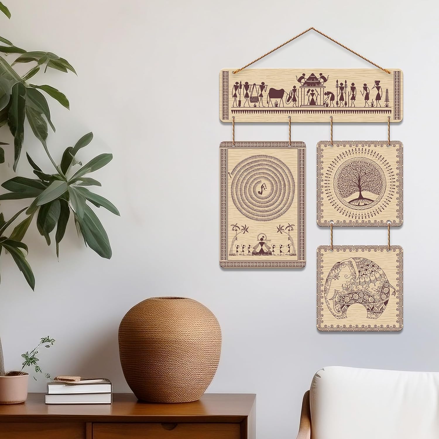 Artvibes Warli Art Wall Hanging Home Decorative Wall Art for Living room | Bedroom | Gifts | Wall Hanger for Decoration | Modern Decor Items | Artwork | Wall Sculpture | Signs & Plaques (WH_6524N)