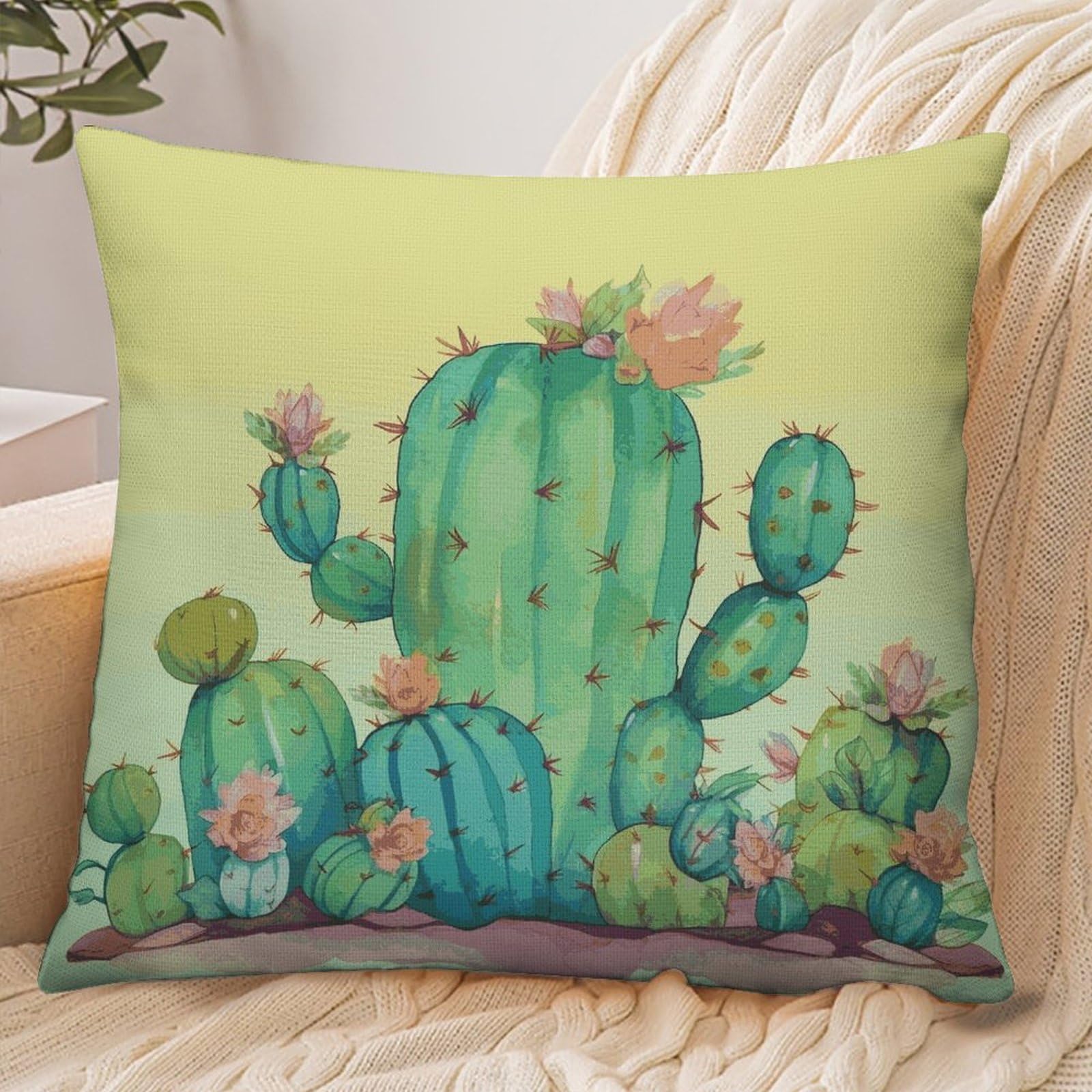 Fekiloot Style Funny Cactus Pillowcase Pillow Sham Pillow Case