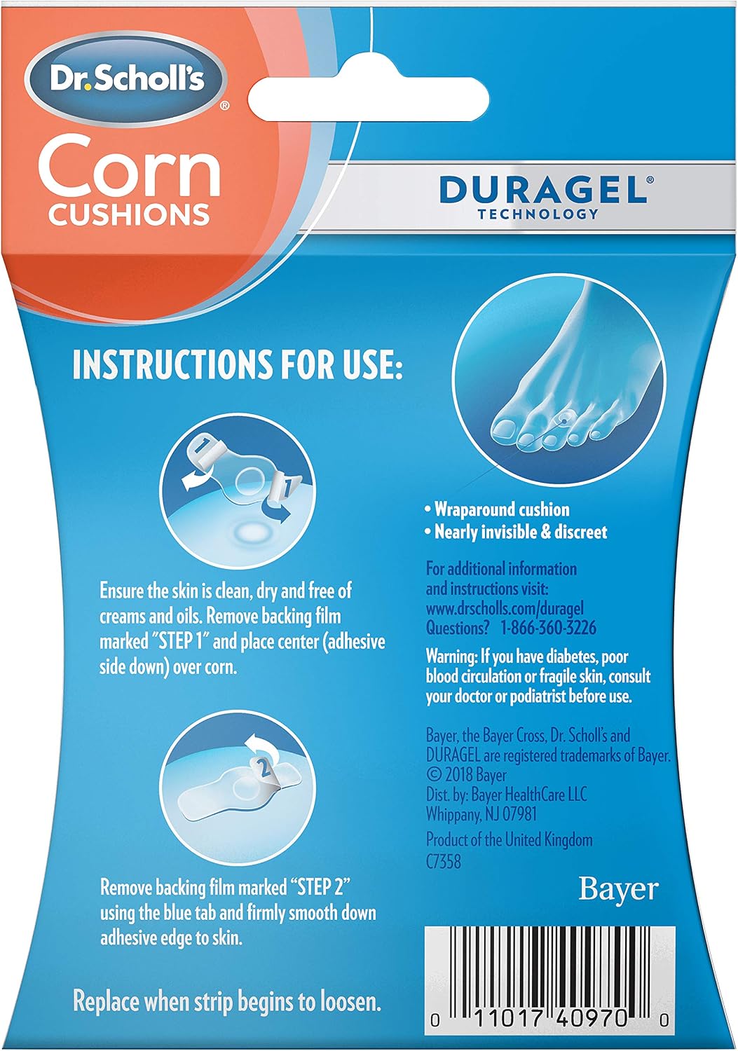 Dr. Scholl's CORN CUSHION with Hydrogel Technology, 6ct // Cushioning Protection against Shoe Pressure and Friction that Fits Easily In Any Shoe for Immediate and All-Day Pain Relief