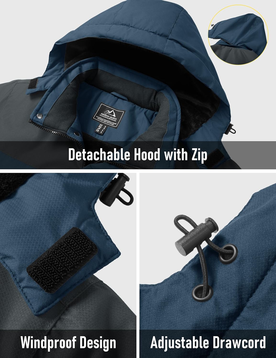 MAGCOMSEN Men's Winter Coats Ski Snow Waterproof Jackets Fleece Warm Snowboard Hooded Jacket Parka Raincoats 9 Pockets - Image 5