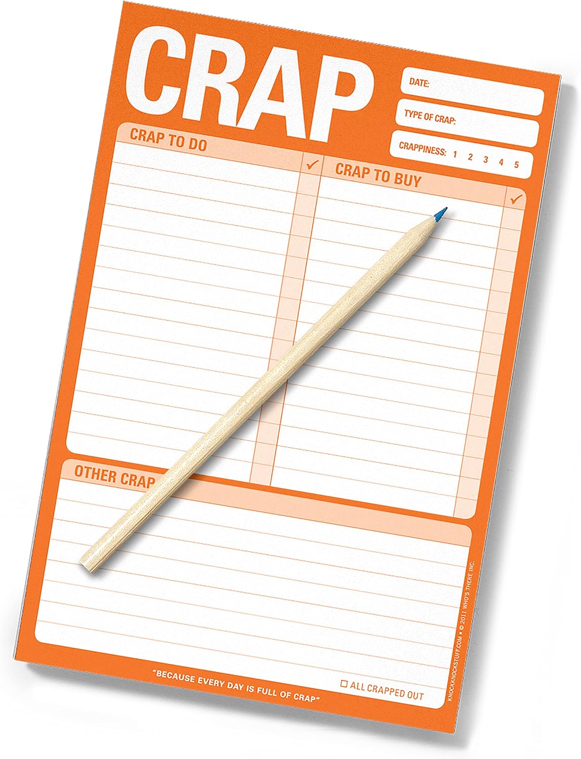 Knock Knock Crap Pad, To Do List Note Pad, 6 x 9-inches