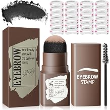 Eyebrow Stamp Kit, Eyebrow Stencils for Shaping Brow Stamp, Black | Eyebrow Shaping Kit with Brush, 24pcs Reusable Eyebrow Stencils, Waterproof, Smudge-proof for Natural Eyebrow Color