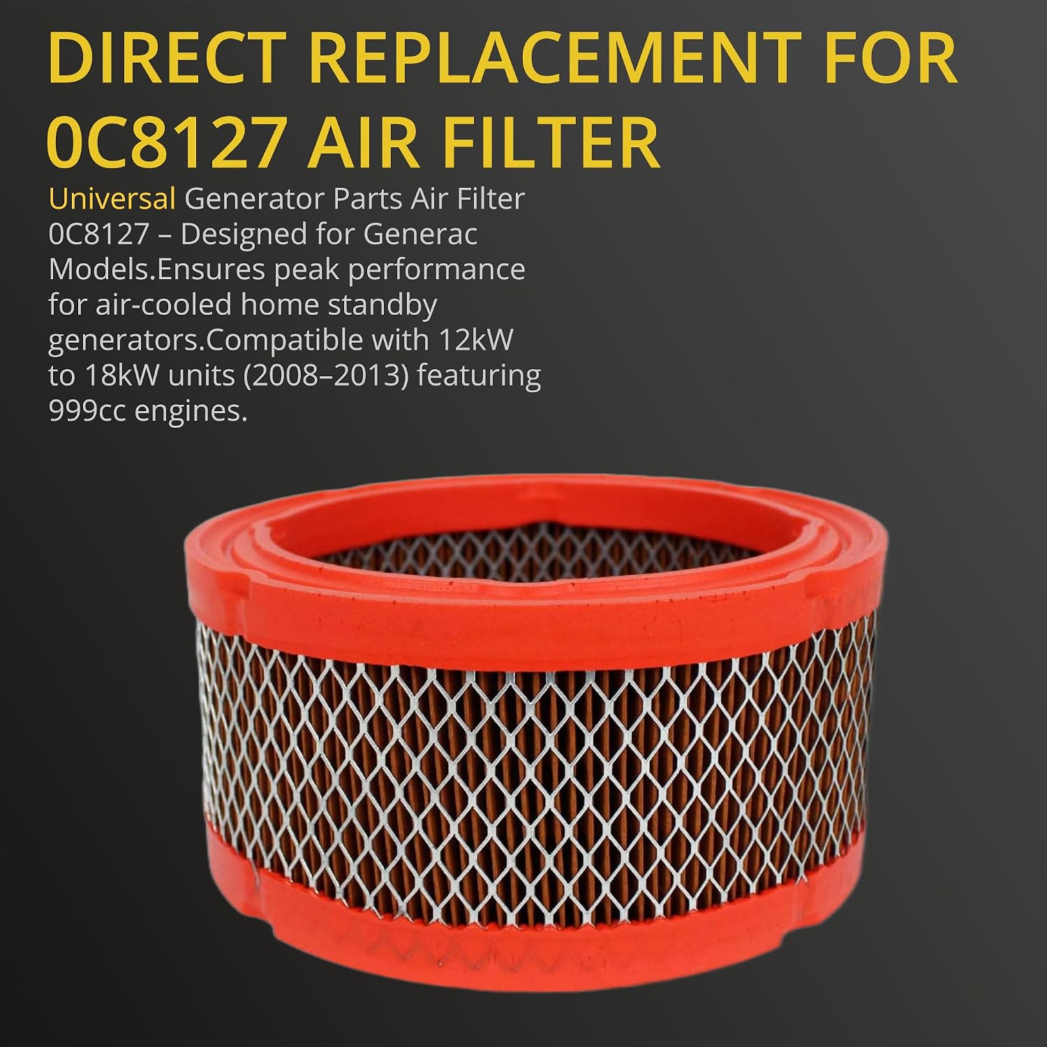 3-Pack Replacement Air Filter Compatible with 0C8127 Filters for Generators, Easy Installation