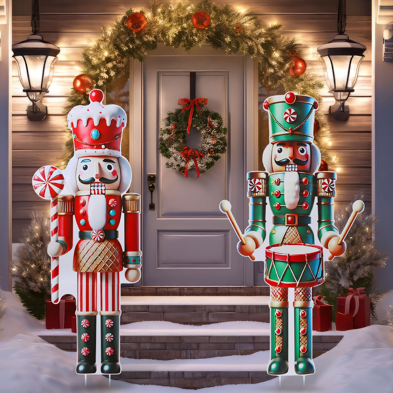 Memorywuu2 Pcs Christmas Nutcracker Yard Sign with Stakes Large 3D Christmas Nutcracker Decorations Outdoor Nutcracker Soldier Lawn Sign Xmas Yard Nutcracker for Christmas Winter Yard Garden Decor