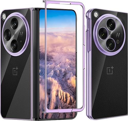 Funda transparente para OnePlus abierta, marco galvanizado transparente para OnePlus Open con protector de cámara, ultrafina de policarbonato duro