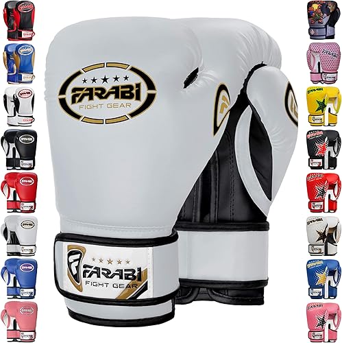 Vista 49 de Farabi - Guantes de boxeo para niños, para Muay Thai, Kick Boxing, entrenamiento, MMA, saco de boxeo Rojo