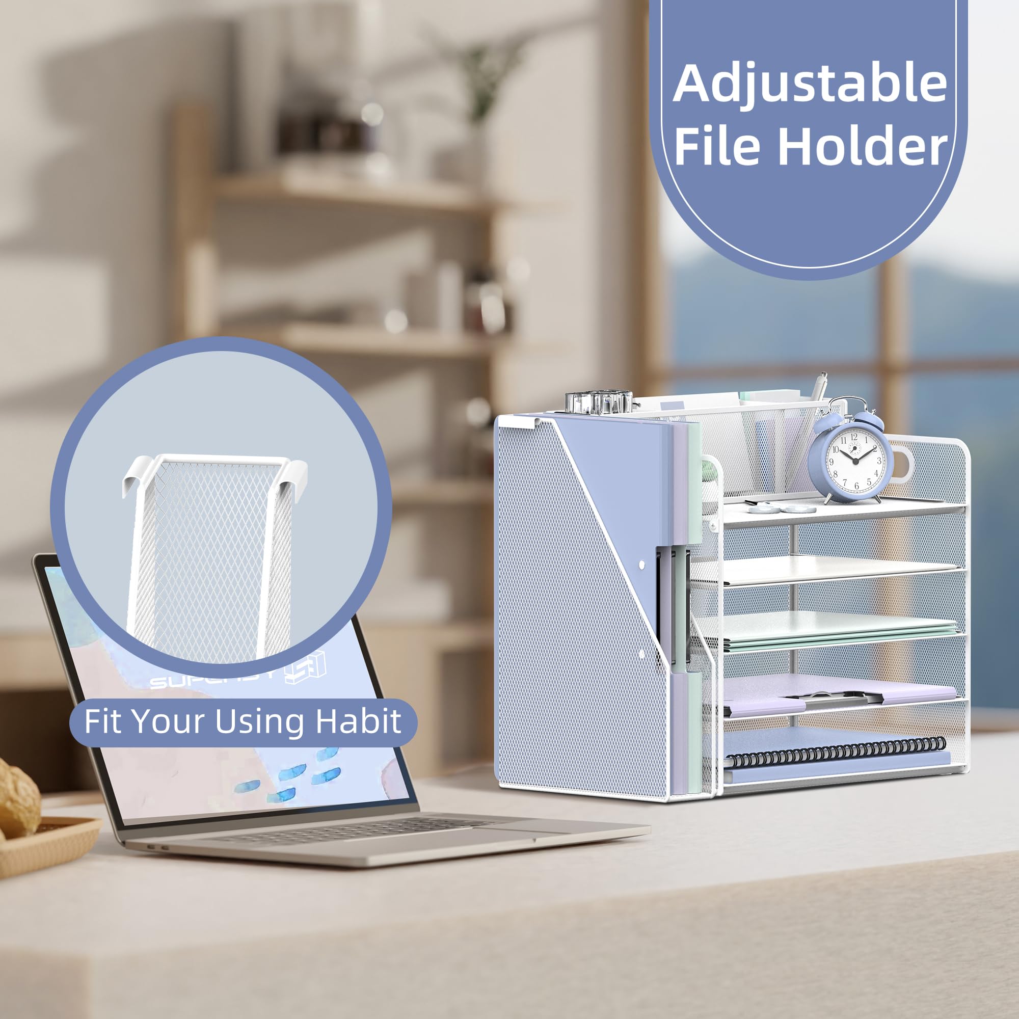 Schreibtisch-Organizer Mit 5 Fächern & Stifthaltern - Rosa Büro-Ordnung