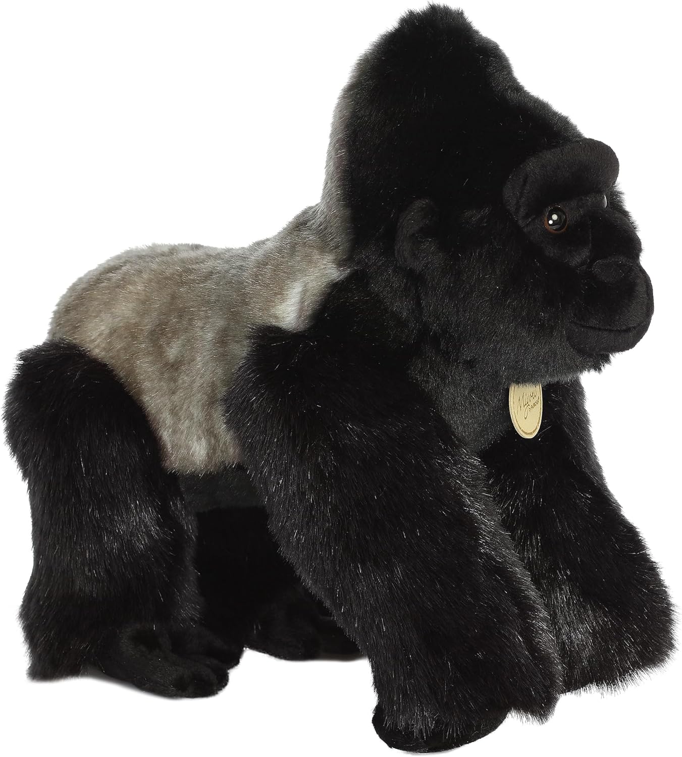 Aurora® Realistic Miyoni® Silverback Gorilla Stuffed Animal - Lifelike Details Make a Cherished Companion - Perfect for Decorating Bedrooms or Classrooms - Black 12 Inches