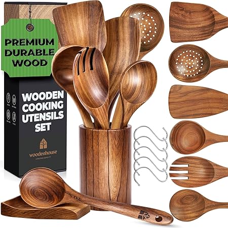 Wooden Utensil Set 8 Pcs – Sturdy & Easy to