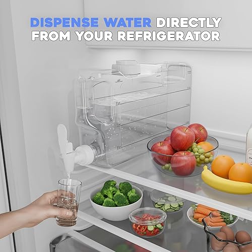 Miniatura 5 de Dispensadores de agua para refrigerador, botella delgada de 1.1 galones con espita, jarra de agua rectangular de plástico sin BPA a prueba de fugas
